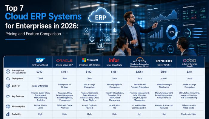 Top 7 Cloud ERP Systems for Enterprises in 2026: Pricing and Feature Comparison